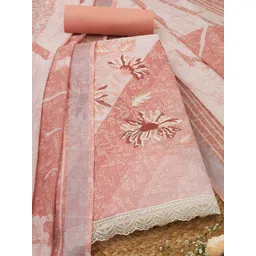 Soch Floral Printed Thread Work Linen Unstitched Dress Material-picture-15