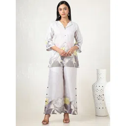 Soch Floral Printed Three Quarter Sleeve Tunic & Trousers Co-Ords-picture-11
