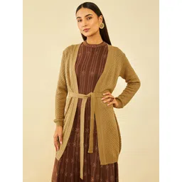 Soch Geometric Longline Acrylic Open Front Sweater-picture-37