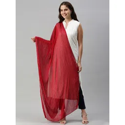 soch Georgette Solid Red Women Dupatta-picture-14