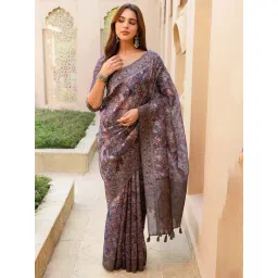 Soch Grey Chanderi Geometric Saree With Stitched Blouse-picture-42