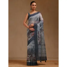 Soch Grey Printed Saree With Unstitched Blouse-picture-26