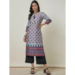 Soch Grey Printed Straight Kurta-picture-10