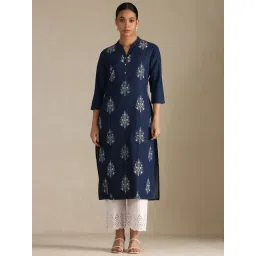 Soch Indigo Blue Regular Fit Floral Print Kurtas-picture-44