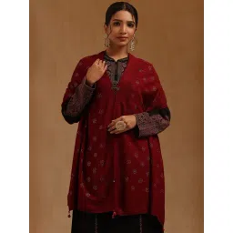 Soch Maroon Acrylic Knitted Shawl with Stone Work-picture-24
