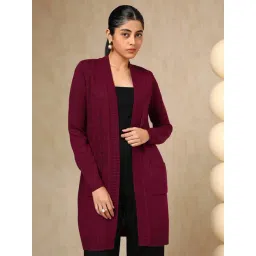 Soch Maroon Acrylic Regular Fit Crochet Shrug-picture-27
