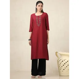 Soch Maroon Cotton Regular Fit Embroidered Kurta-picture-46