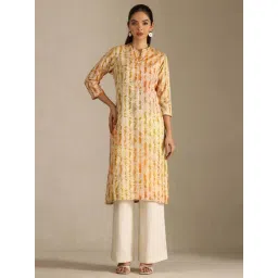 Soch Mustard Straight Fit Floral Kurta-picture-14