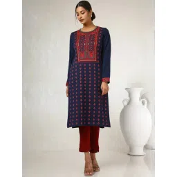 Soch Navy Self Design Winter Kurta-picture-28