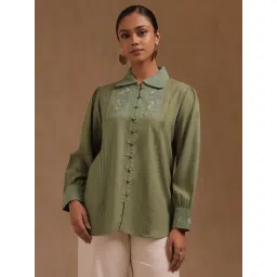 Soch Olive Rayon Embroidered Long Sleeves Tunic-picture-28