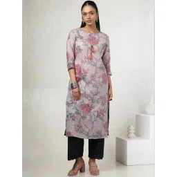 Soch Pink Linen Floral Print Kurta-picture-43