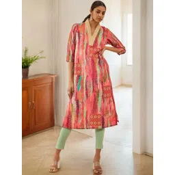 Soch Pink Muslin Blend Abstract Printed Kurta With Zardosi-picture-36