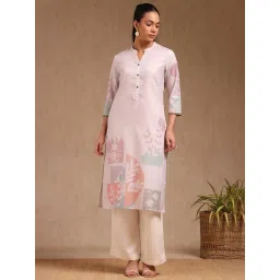 Soch Pink Rayon Floral Kurta image 1