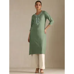 Soch Sap Green Regular Fit Embroidered Kurtas-picture-29
