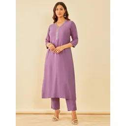 Soch V-Neck Straight Kurta And Trousers-picture-40
