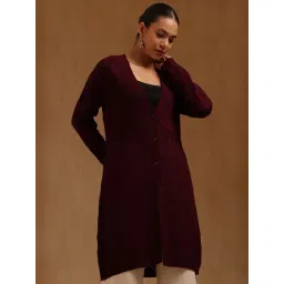 Soch Wine Acrylic Knitted Winter Shrug-picture-35