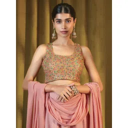 Soch Women Beige Embellished Saree Blouse-picture-41