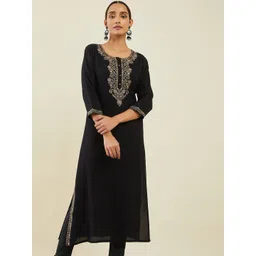 Soch Women Ethnic Motifs Yoke Design Mirror Work Kurta-picture-36