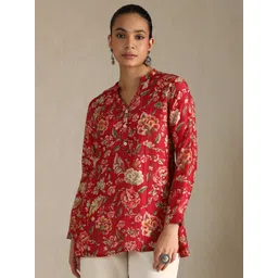 Soch Women Floral Printed Mandarin Collar Tunic-picture-18