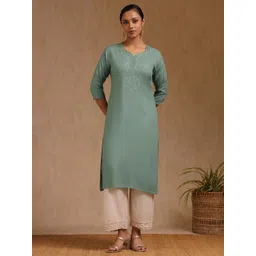 Soch Women Geometric Embroidered Thread Work Kurta-picture-22