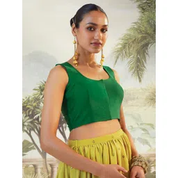 Soch Women Green Solid Saree Blouse-picture-19