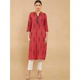 Soch Women Maroon Geometric Printed Cotton Kurta-picture-11