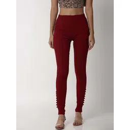 Soch Women Maroon Skinny Fit Regular Trousers-picture-24