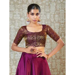 Soch Women Maroon Woven-Designed Saree Blouse-picture-22