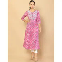 Soch Women Pink Floral Printed Floral Anarkali Kurta-picture-17
