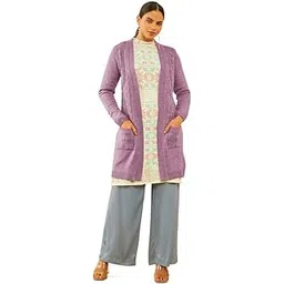 soch Womens Acrylic Chevron Pattern Knitted Open-Front Longline Shrug-picture-35