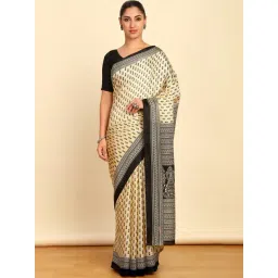 Soch Womens Cream Ethnic Motifs Print Art Silk Saree-image-7