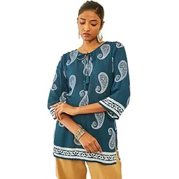 soch Womens Crepe Paisley Printed Tunic with Tassels-picture-37