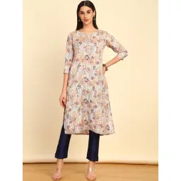 Soch Womens Multicolor Floral Printed Cotton Blend Kurta With Beads-picture-12