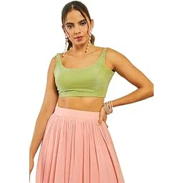 soch Womens Net Shimmery Scoop-Neck Back-Open Sleeveless Blouse-picture-11