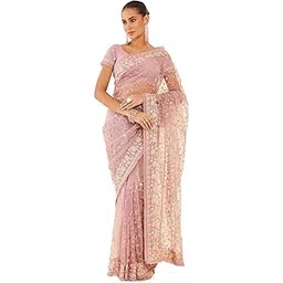 soch Womens Purple Net Saree With Floral Embroidery-picture-29