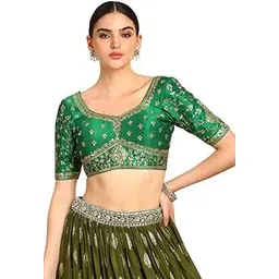 soch Womens Silk Blend Half Sleeve Zari Embroidered Padded Blouse with Sequins-picture-56