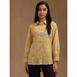 Soch Yellow Cotton Floral Print Shirt-picture-29