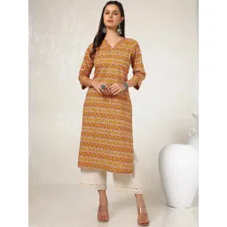 Soch Yellow Cotton Printed Straight Kurta-picture-26