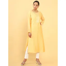 Soch Yellow Embroidered Straight Kurta-picture-15