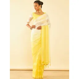 Soch Yellow Striped Saree With Unstitched Blouse-picture-23