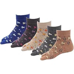 Sock for Women's Girls Thumb Socks Ankle Length Soft Cotton Multicolored Socks Combo Pack of 5-picture-24
