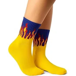 Sockscarving Men Flame Crew Socks | Pure Cotton Sports & Streetwear Style Socks | Comfortable Sneaker Socks for Men-image-9