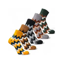 Sockscarving Men Pack Of 5 Striped Cotton Breathable Above Ankle Length Socks-picture-15