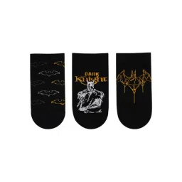 SocksXpress Justice League Batman Black Printed Ankle Socks Set of 3 Socks-picture-38