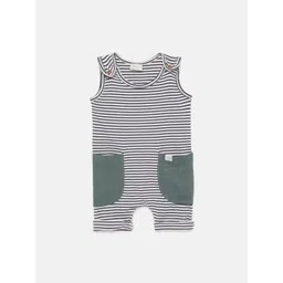 SOFIE & SAM Infant Kids White & Navy Blue Striped Organic Cotton Sustainable Rompers-picture-10