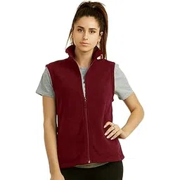 sofra Women's Polar Fleece Full Zip Up Winter Vest-picture-23
