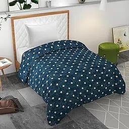 Soft Cotton Duvet Cover for Single Bed | Printed Quilt & Blanket Cover | Razai Cover with Zipper Closure | Soft & Breathable Bedding Cover (90X60) Inches (Blue)-picture-30