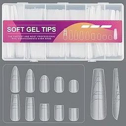 Soft Gel Nail Tips 320pcs multifunctional Gel X Nail Tips Clear Pre-Buffed Finish, Full Matte Transparent Nail Extensions tips-picture-20