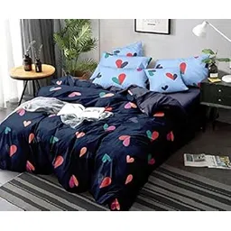 Soft Glace Cotton King Size Duvet Cover II Razai Cover II Quilt Cover for Double Bed Size with Zipper Dohars 90x100 inch- Multi-image-38