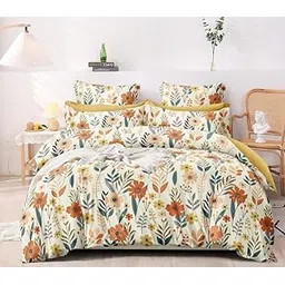Soft Glace Cotton Super King Size Duvet Cover II Razai Cover II Quilt Cover for Double Bed Size with Zipper (Dohars) 108x108 inch-Multi-Color-image-0